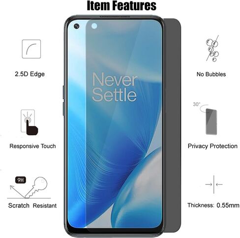 (3 Pack) For OnePlus Nord N200 5G / Nord N10 5G Privacy Screen Protector Anti Spy Private Tempered Glass, Anti Scratch, 9H Hardness in Saudi Arabia