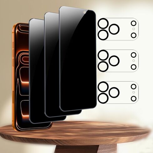 3Pack Privacy Screen Protector for iPhone 17 Pro Max [6.9 inch]+3Pack Camera Lens Protector,Impact-Protection, Anti Spy Private Tempered Glass[9H Hardness]-HD in Saudi Arabia