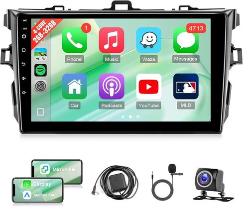 راديو سيارة Leadfan Linux لسيارة Toyota Corolla 2008 2009 2010 2011 2012 Fast Boot Wireless CarPlay & Android Auto، شاشة لمس 9 بوصة لسيارة Toyota Corolla Bluetooth FM 1280P كاميرا احتياطية SWC in Kuwait