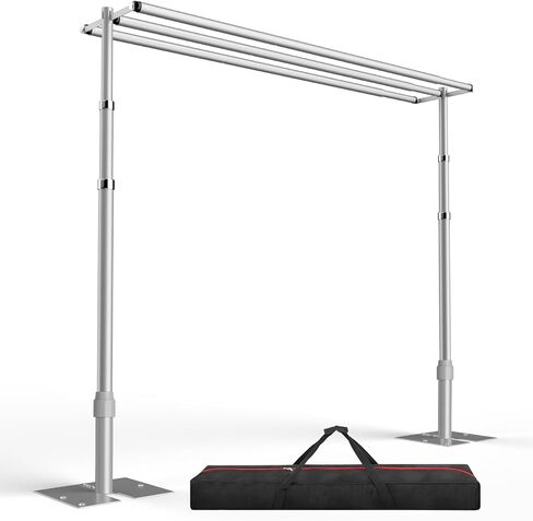 EMART خلفية الوقوف الثقيلة 10x10Ft، ثلاثة أنابيب العارضة وستارة مجموعة دعم خلفية الصورة، إطار معدني قابل للتعديل مع قاعدة مسطحة لديكورات حفل زفاف عيد ميلاد in Saudi Arabia