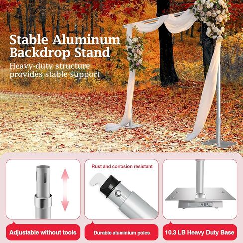 EMART خلفية الوقوف الثقيلة 10x10Ft، ثلاثة أنابيب العارضة وستارة مجموعة دعم خلفية الصورة، إطار معدني قابل للتعديل مع قاعدة مسطحة لديكورات حفل زفاف عيد ميلاد in Saudi Arabia