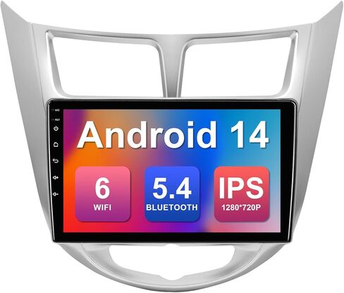 2+64G 9-inch Android 14 Car Stereo for Hyundai Verna Accent Solaris 2010-2016 IPS Touchscreen Screen Car Radio with WiFi 6 Carplay & Android Auto Support Backup Camera GPS FM Navi Bluetooth 5.4 SWC in Saudi Arabia