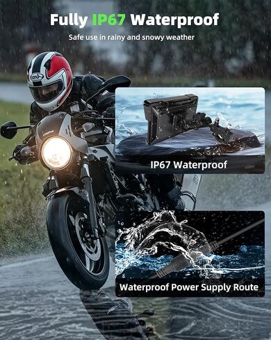 2025 Motorcycle CarPlay Screen & Android Auto 7" Wireless Portable Carp Lay Screen Bluetooth IP67 Waterproof GPS Navigation System for Moto Motorbike with Touchscreen Bluetooth Anti-Glare in Kuwait