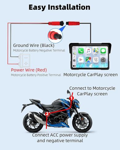 2025 Motorcycle CarPlay Screen & Android Auto 7" Wireless Portable Carp Lay Screen Bluetooth IP67 Waterproof GPS Navigation System for Moto Motorbike with Touchscreen Bluetooth Anti-Glare in Kuwait