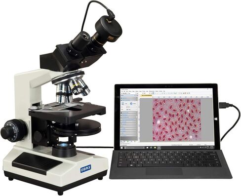 OMAX 40X-2000X Binocular Compound LED Microscope with Plan Phase Contrast Kit and 10MP USB Camera in Saudi Arabia