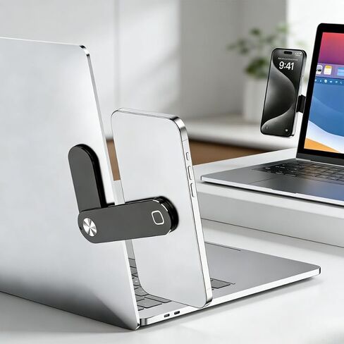 Multifunctional Stand for Laptop Edge, Adjustable Black Phone Holder for Dual-Screen Setup in Saudi Arabia