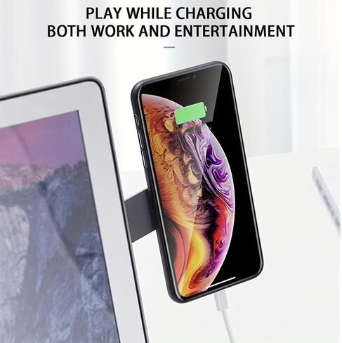 Multifunctional Stand for Laptop Edge, Adjustable Black Phone Holder for Dual-Screen Setup in Saudi Arabia