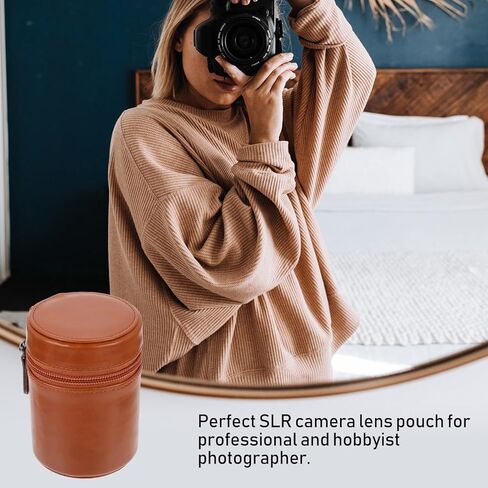 Portable Waterproof Camera Lens Case Shockproof Lens Storage Pouch for DSLR and Mirrorless Cameras Brown in Saudi Arabia