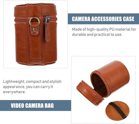 Portable Waterproof Camera Lens Case Shockproof Lens Storage Pouch for DSLR and Mirrorless Cameras Brown in Saudi Arabia