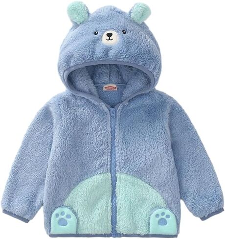 Toddler Baby Boy Girl Fleece Jacket Animal-shaped Hooded Zipper Long Sleeve Warm Winter Outerwear Coat in Saudi Arabia