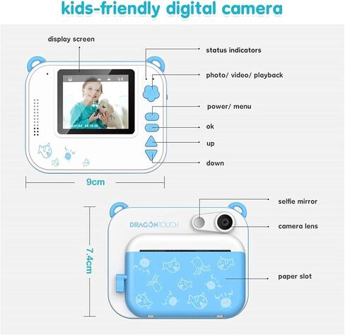 Kids Camera Instant Print Camcorder Kids Digital Video Camera 8M Toddler Birthday Gift Boys Toys Age 3 4 5 6 7 8 9 10 11 12 Year Old Magic Fun Children Camera with Print Paper in Saudi Arabia