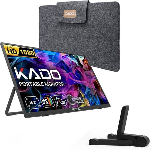Kado Portable Monitor 15.6'' FHD 1080p Ergo Stand Set, USB-C HDMI Gaming Monitor Ultra-Slim IPS Display, External Monitor 180° Kickstand Wall/Arm Mount for Laptop PC Phone Mac Xbox PS4/PS5 Switch in Saudi Arabia