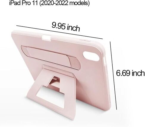 حافظة لجهاز iPad Pro مقاس 11 بوصة 2020/2021/2022، غطاء حماية مع حامل قابل للطي وهيكل صلب وزوايا رؤية ثابتة للكتابة والمشاهدة، وردي in Saudi Arabia