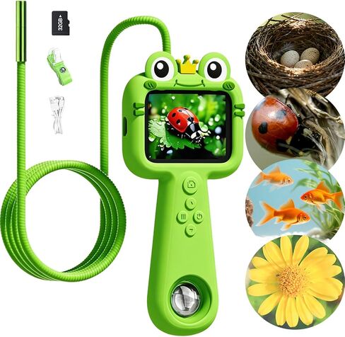Borescope Camera with Light for Kids - STEM Science Educational Toy for 4-10 12Years Old, Educational Boys Girls Birthday Gift, Snake Scope Camera for Outdoor Camping Nature Exploration (Green) in Saudi Arabia