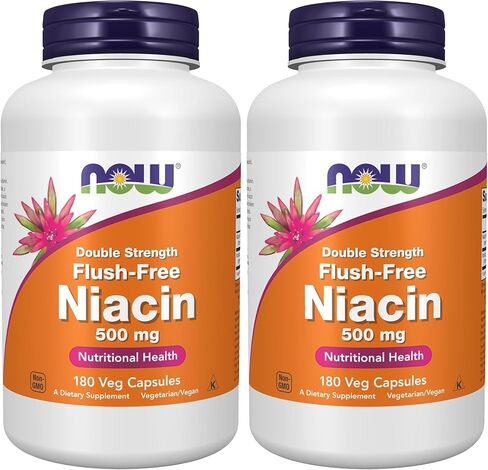 NOW Supplements, نياسين (فيتامين ب-3) 500 مجم، بدون تدفق، قوة مضاعفة، صحة غذائية، 90 كبسولة نباتية in Kuwait