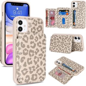 Cavor Compatible with iPhone 11 Wallet Case with Card Holder, Credit Slots Kickstand Stand Phone Case for Women Men, PU Leather Protective Case-Rose Gold in Kuwait