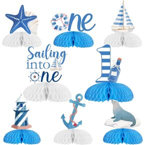 Kreatwow Nautical Baby Shower Party Decorations Ahoy It’s A Boy Welcome Baby Honeycomb Centerpieces Watercolor Nautical Baby Shower Table Decorations Ocean Gender Reveal Birthday Party Supplies in Saudi Arabia