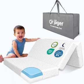 Dual-Sided Trifold Pack and Play Mattress 38x26'' Breathable Soft Plush Memory Foam for Toddler Travel Includes Carry Bag Removable Washable Cover Fits Pack n Play Mattress Pad in Saudi Arabia