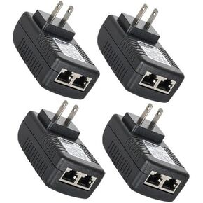 4X 48V 0.5A Passive PoE Injector – US Plug, 24W Max, 100–240V AC Input, Certified Compatible with 802.3af IP Cameras & VoIP in Kuwait