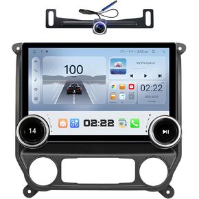 راديو بديل لسيارة Chevy Silverado GMC Sierra - سيارة ستيريو لاسلكية Carplay Android Auto 2014-2018 QLED تعمل باللمس راديو ترقية نظام تحديد المواقع العالمي (GPS) مقابض وحدة الرأس (مقبض مزدوج 4+64G) in Kuwait