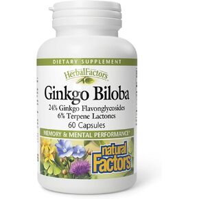 HerbalFactors by Natural Factors, Ginkgo Biloba, Supports Memory, Mental Performance and Healthy Brain Function, 60 capsules (60 servings) in Saudi Arabia