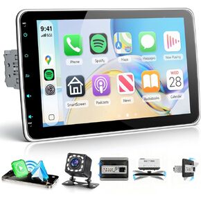 10.1'' Single Din Car Stereo with Wireless Carplay Android Auto, Touchscreen Car Radio with Handsfree Bluetooth 5.2 Mirror Link FM EQ SWC, Type-C, USB, Backup Camera in Kuwait