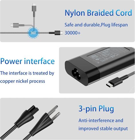 65 واط 45 واط جديد سليم USB C شاحن الكمبيوتر المحمول بديل لـ HP Spectre x360 Chromebook Envy x360 Elitebook ZBook Pavilion Elite x2 شحن سريع مزود الطاقة نوع C محول تيار متردد للسفر in Kuwait
