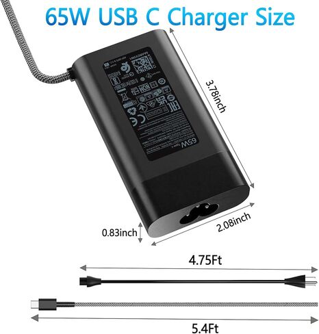 65 واط 45 واط جديد سليم USB C شاحن الكمبيوتر المحمول بديل لـ HP Spectre x360 Chromebook Envy x360 Elitebook ZBook Pavilion Elite x2 شحن سريع مزود الطاقة نوع C محول تيار متردد للسفر in Kuwait