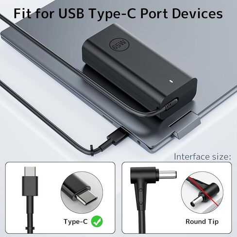 شاحن كمبيوتر محمول USB-C بقدرة 65 واط متوافق مع Dell Latitude 5420 5450 5520 5320 5340 5440 5550 7440 7490 7640 7420 7310 2 في 1 Xps 13 9250 Inspiron 7420 7620 Chromebook 3100 Universal Ac Adapte in Kuwait