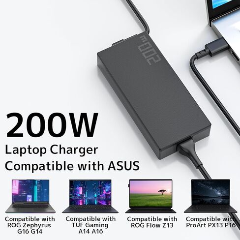 شاحن 200 واط مناسب لجهاز ASUS ROG Zephyrus G16 G14 GA605 GU605 GU605MI GA403 ProArt P16 PX13 HN7306 H7606 Flow Z13 TUF A14 FA401 محول طاقة الكمبيوتر المحمول للألعاب ADP-200JB K in Kuwait