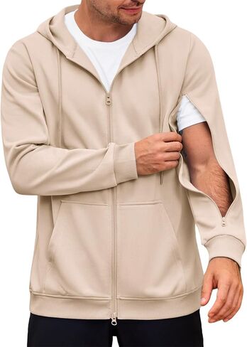 Runcati Mens Dialysis Sweatshirts Full Zip Lightweight Hemodialysis Jacket Warm Hoodie Sweatshirt with Arm Zipper in Saudi Arabia