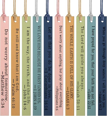 Laumoi 10 Pieces Christian Leather Bookmark for Women Men Leather Handmade Bible Bookmarks Religious Christian Gifts for Book Lovers Church Book Club Supplies(Elegant,Bright Color) in Saudi Arabia