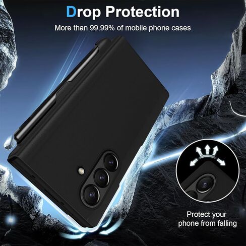 for Samsung Galaxy Z Fold 7 Case with S Pen and Built-in Screen Protector, Wireless Charging Holder Kickstand Full-Body Shockproof for Samsung Z Fold 7 5g Protective Cover Shell (Black) in Saudi Arabia