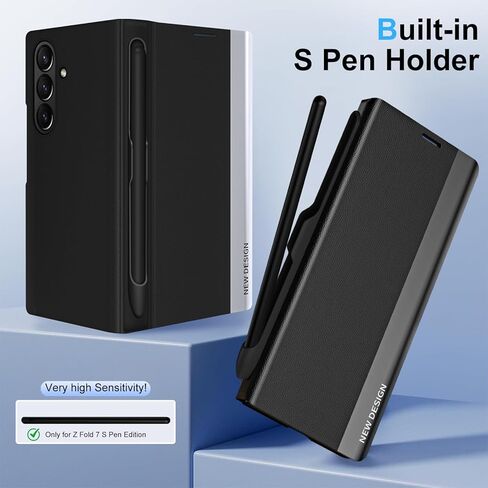 for Samsung Galaxy Z Fold 7 Case with S Pen and Built-in Screen Protector, Wireless Charging Holder Kickstand Full-Body Shockproof for Samsung Z Fold 7 5g Protective Cover Shell (Black) in Saudi Arabia