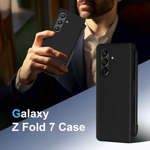 for Samsung Galaxy Z Fold 7 Case with S Pen and Built-in Screen Protector, Wireless Charging Holder Kickstand Full-Body Shockproof for Samsung Z Fold 7 5g Protective Cover Shell (Black) in Saudi Arabia