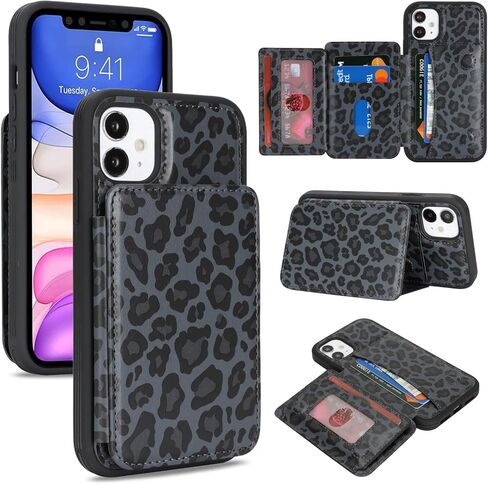 Cavor Compatible with iPhone 11 Wallet Case with Card Holder, Credit Slots Kickstand Stand Phone Case for Women Men, PU Leather Protective Case-Rose Gold in Saudi Arabia
