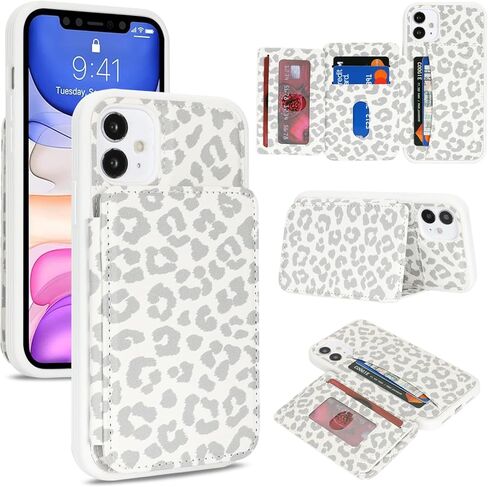 Cavor Compatible with iPhone 11 Wallet Case with Card Holder, Credit Slots Kickstand Stand Phone Case for Women Men, PU Leather Protective Case-Rose Gold in Saudi Arabia