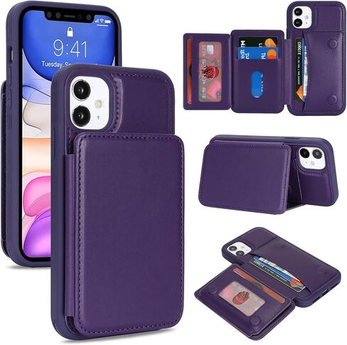 Cavor Compatible with iPhone 11 Wallet Case with Card Holder, Credit Slots Kickstand Stand Phone Case for Women Men, PU Leather Protective Case-Rose Gold in Saudi Arabia
