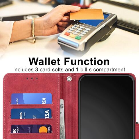حافظة محفظة لهاتف سامسونج جالاكسي S23 بلس مع حامل بطاقة، RFID تحجب فتحات الائتمان، غطاء هاتف مقاوم للصدمات مناسب لهاتف سامسونج S23 بلس أحمر in Kuwait
