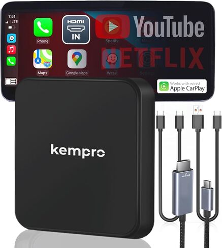 محول HDMI CarPlay اللاسلكي - مدخل HDMI لـ Watch Fire TV Stick، Switch & iPhone على شاشة السيارة، دونجل فيديو 2 في 1 لـ OEM Wired CarPlay USB A & C in Saudi Arabia