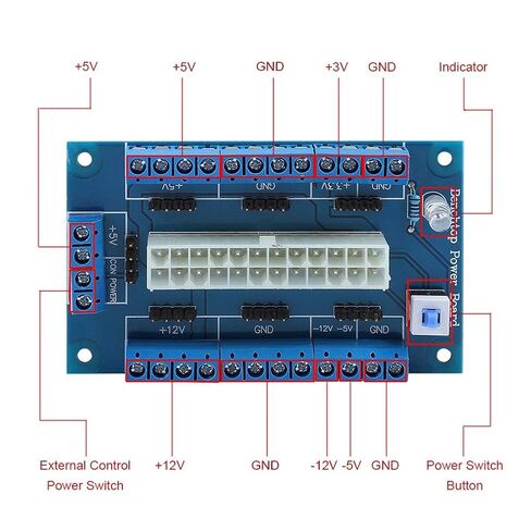 24-pin ATX Power Supply Module, ATX Connector, Adapter for Computer PC, with Lock Switch, 24Amp Screw Terminal Block, Indicator, Easy to use, Circuit Board in Saudi Arabia