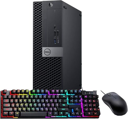 كمبيوتر سطح المكتب Dell Optiplex 7070 SFF، Core i7-9700، 16 جيجابايت DDR4، 512 جيجابايت SSD، USB WiFi، USB BT، لوحة مفاتيح وماوس، Windows 11 Pro (متجدد) in Kuwait