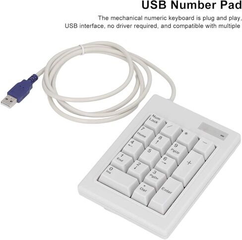 aqxreight 17 Key Numeric Keypad Mechanical Linear Action Switch USB Wired Splashproof Numeric Keypad for Laptop Desktop PC Play Mechanical Plug Keyboard Plug Linear 17 Key in Saudi Arabia