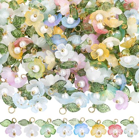 SUNNYCLUE 1 Box 160Pcs Floral Acrylic Charms Tulip Flower Charms Bulk Transparent Plastic Colorful Spring Flowers Charms for Jewelry Making Charms Supplies DIY Crafting Necklace Bracelet Anklets Adult in Saudi Arabia