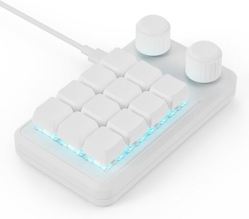 لوحة مفاتيح ميكانيكية ماكرو سلكية من MOSHOU، لوحة مفاتيح Macropad تعمل باللمس مكونة من 12 مفتاحًا، مقابض قابلة للبرمجة بالكامل، لوحة مفاتيح OSU Macro Pad Hotswap مع RGB لملحقات أجهزة الكمبيوتر الشخصية (أبيض) in Kuwait