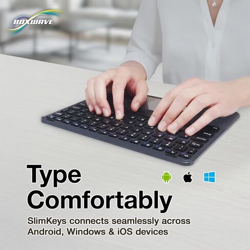 لوحة مفاتيح BoxWave متوافقة مع Simbans PicassoTab (10 بوصات) - لوحة مفاتيح بلوتوث SlimKeys مع لوحة تتبع، لوحة لمس نحيفة محمولة - أسود غامق in Kuwait