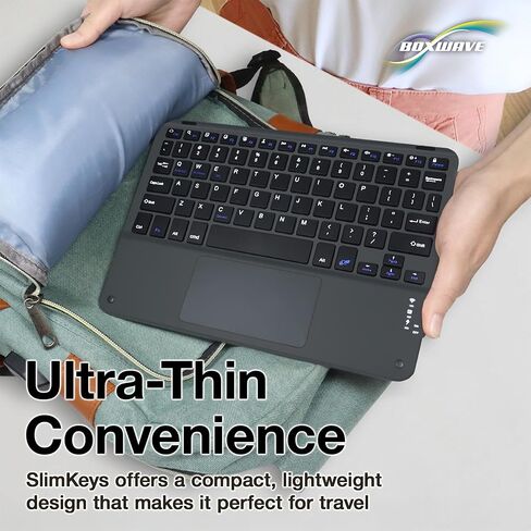 لوحة مفاتيح BoxWave متوافقة مع Simbans PicassoTab (10 بوصات) - لوحة مفاتيح بلوتوث SlimKeys مع لوحة تتبع، لوحة لمس نحيفة محمولة - أسود غامق in Kuwait