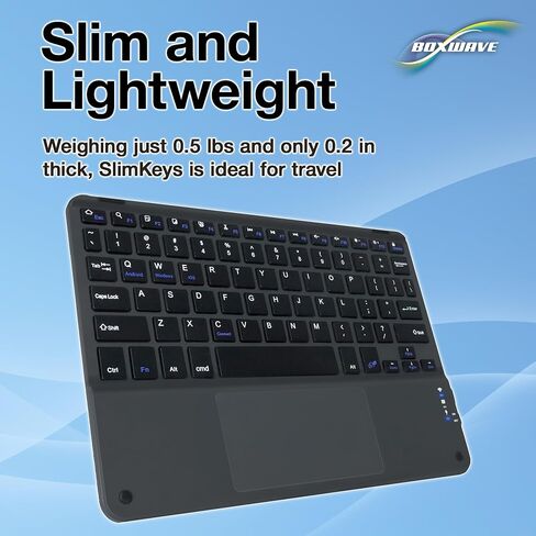 لوحة مفاتيح BoxWave متوافقة مع Simbans PicassoTab (10 بوصات) - لوحة مفاتيح بلوتوث SlimKeys مع لوحة تتبع، لوحة لمس نحيفة محمولة - أسود غامق in Kuwait