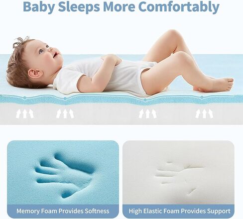 Dual-Sided Trifold Pack and Play Mattress 38x26'' Breathable Soft Plush Memory Foam for Toddler Travel Includes Carry Bag Removable Washable Cover Fits Pack n Play Mattress Pad in Saudi Arabia