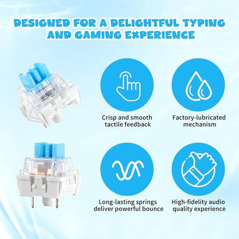 Keyboard Switches, 50 Pcs 3 PIN Blue Keyboard Clicker Replacement Dustproof Mechanical Keyboards Switches for Most Gaming Keyboards in Saudi Arabia